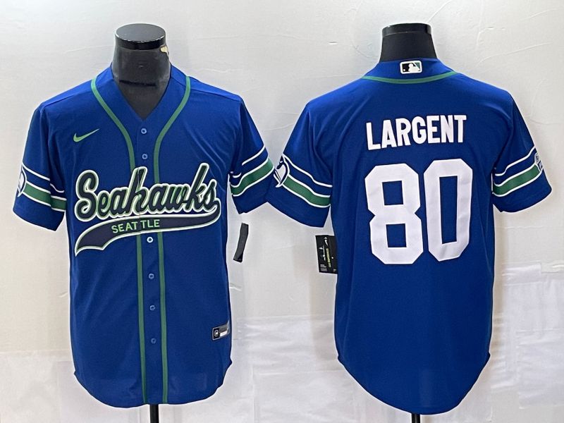 Men Seattle Seahawks #80 Largent Blue Co Branding Nike Game NFL Jersey style 1